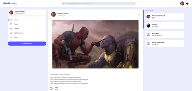 LikeFlames : Social Media Platform